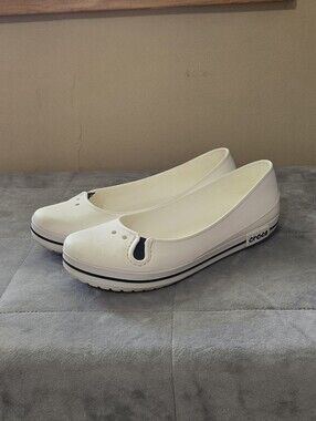 Crocs Crocband Flat White Slip On Shoes
